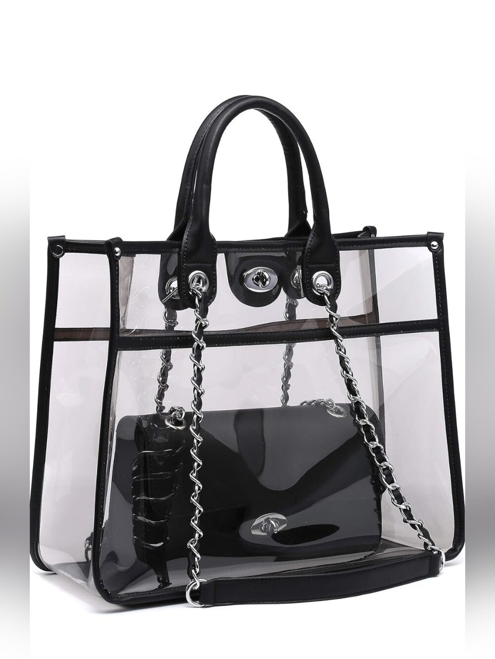 2pcs Clear Purse 2 in 1 Crossbody Shoulder Bag